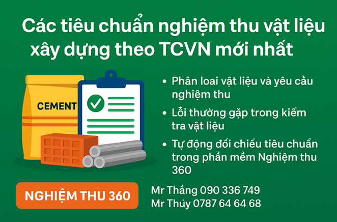 Các tiêu chuẩn nghiệm thu vật liệu xây dựng theo TCVN mới nhất