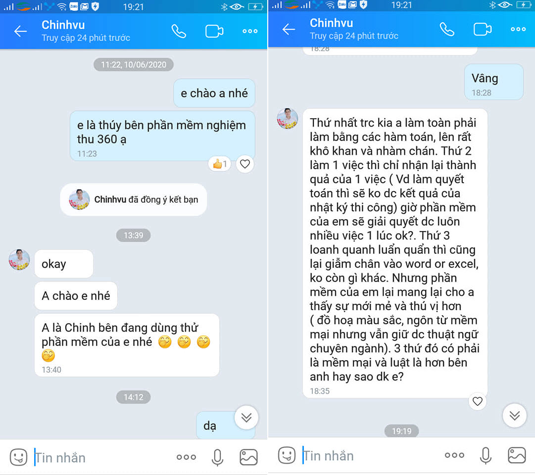 Nhận sét của anh Vũ về phần mềm nghiệm thu 360