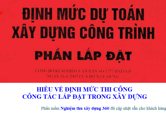 Hướng dẫn nội dung chi tiết sử dụng định mức lắp đặt 1777