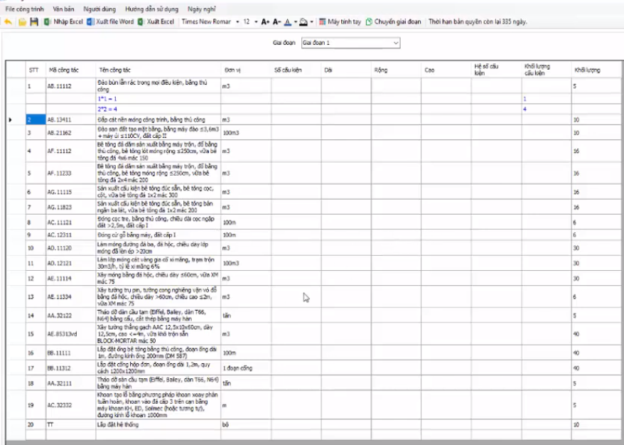 4. Hướng dẫn tính toán đo bóc lại khối lượng nghiệm thu thực tế vào phần mềm nghiệm thu xây dựng 360
