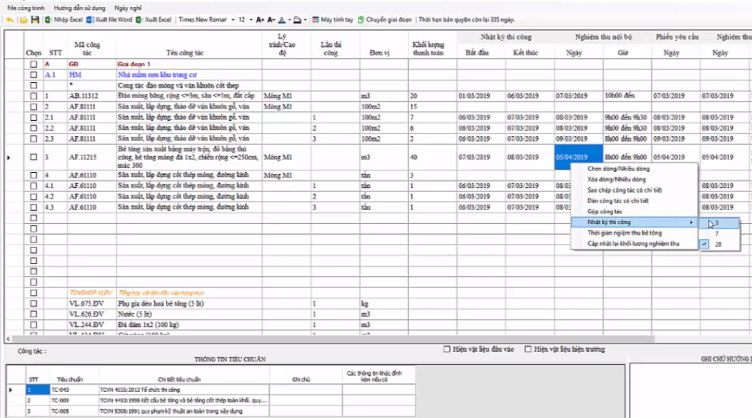 8. Thiết lập và cập nhật nhật ký thi công theo R3, R7 vào nghiệm thu xây dựng 360