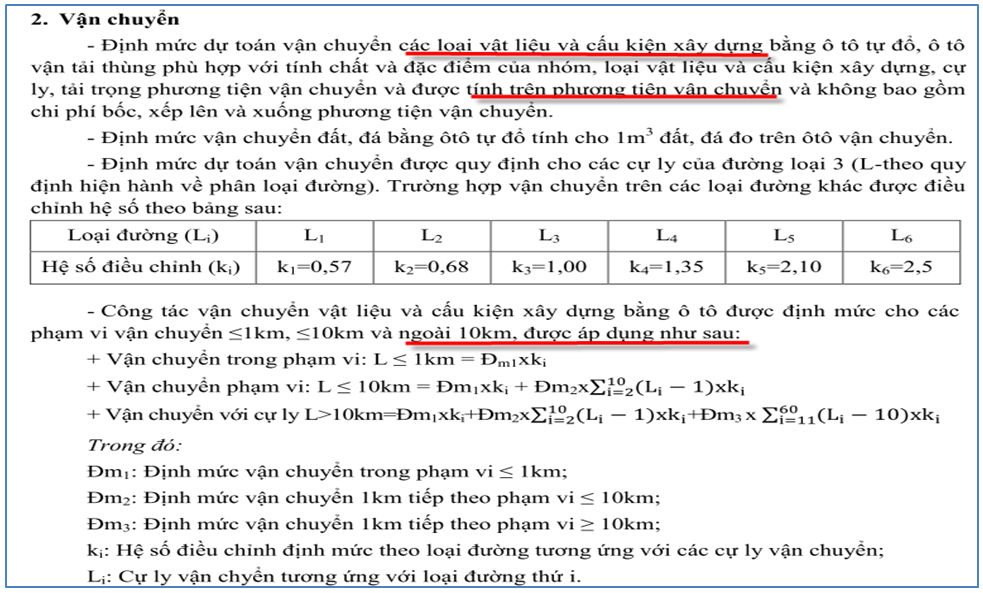 Hướng dẫn cước vận chuyển mã AB vật liệu đất, đá theo Thông tư 10/2019/BXD