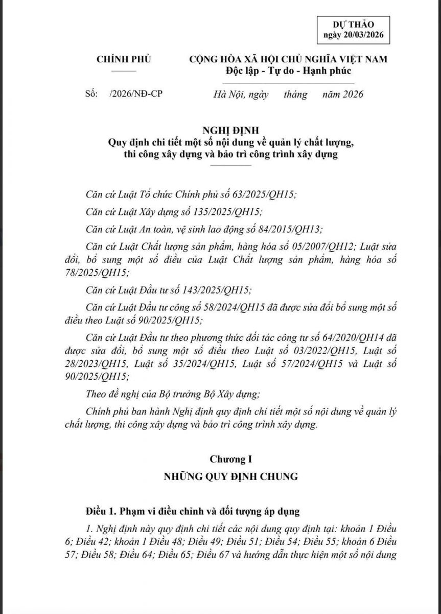 Dự thảo quản lý chất lượng 2026