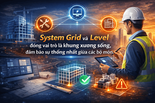 System Grid và Level đóng vai trò là khung xương sống, đảm bảo sự thống nhất giữa các bộ môn.
