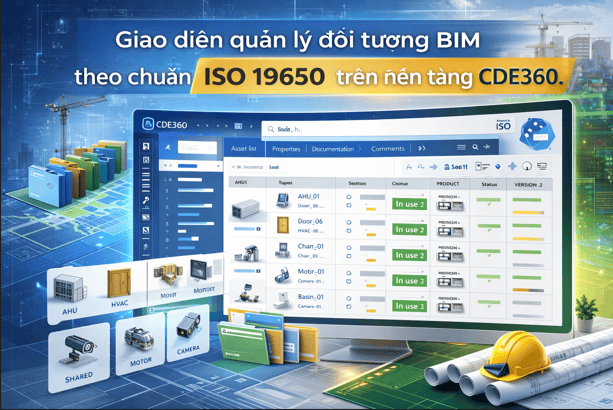 Giao diện quản lý đối tượng BIM theo chuẩn ISO 19650 trên nền tảng CDE360.