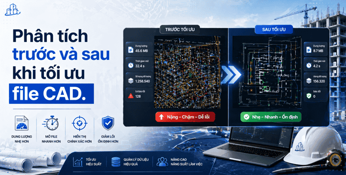 Phân tích trước và sau khi tối ưu file CAD.