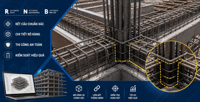 Ảnh thực tế tại công trường thể hiện vị trí thép gia cường góc tại nút giao dầm sàn.