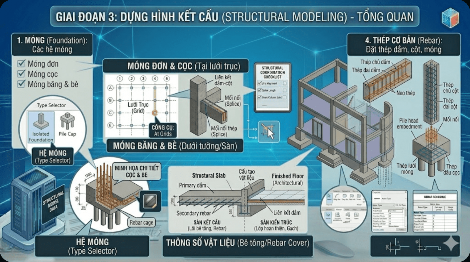 Học BIM kết cấu - Móng (Foundation) - Thiết lập hệ thống đỡ công trình