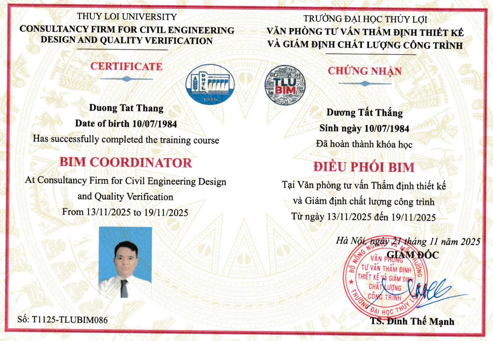 Giấy Chứng nhận Đều phối BIM