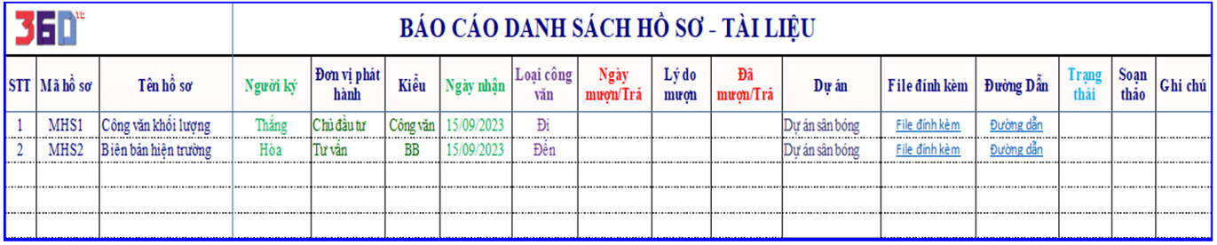 Quản lý hồ sơ giấy tờ dự án - Phần mềm quản lý thi công 360