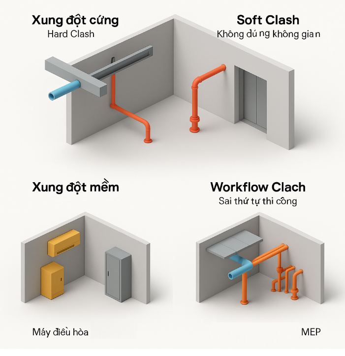 Các loại xung đột thường gặp trong BIM
