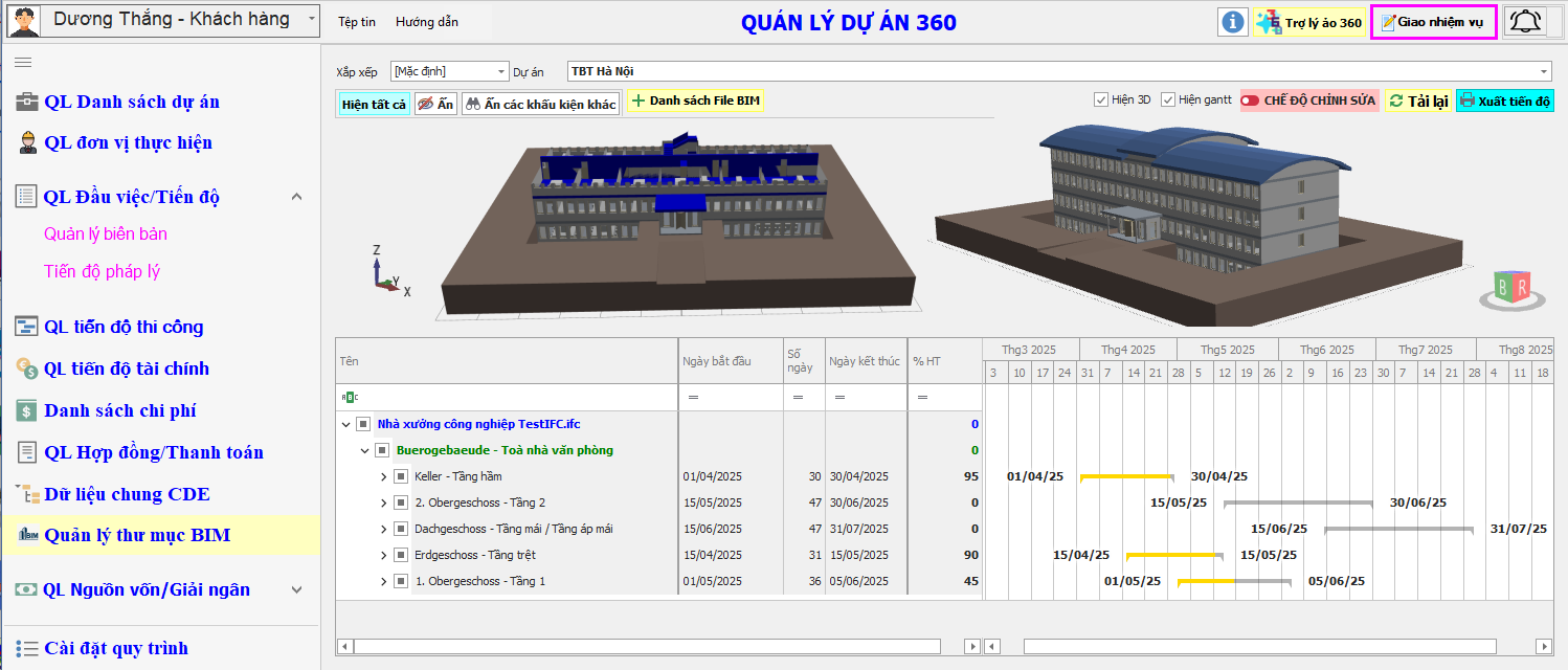 Lập tiến độ và theo dõi trực tiếp trên mô hình BIM 4D