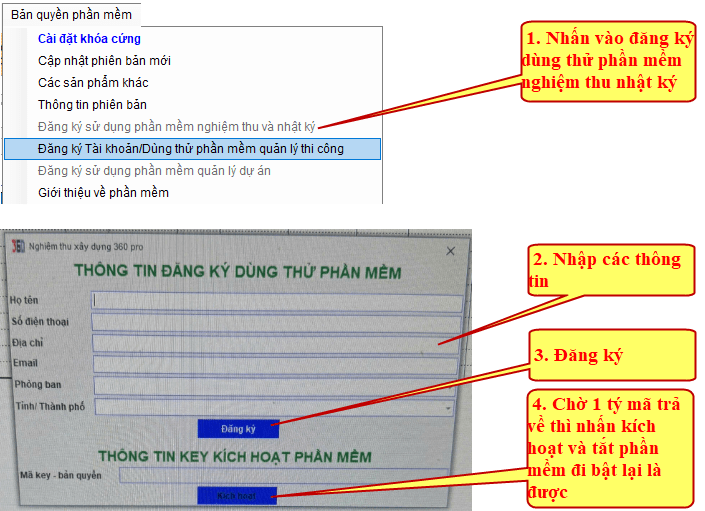 Hướng dẫn đăng ký sử dụng phần mềm nghiệm thu 360 full tính năng