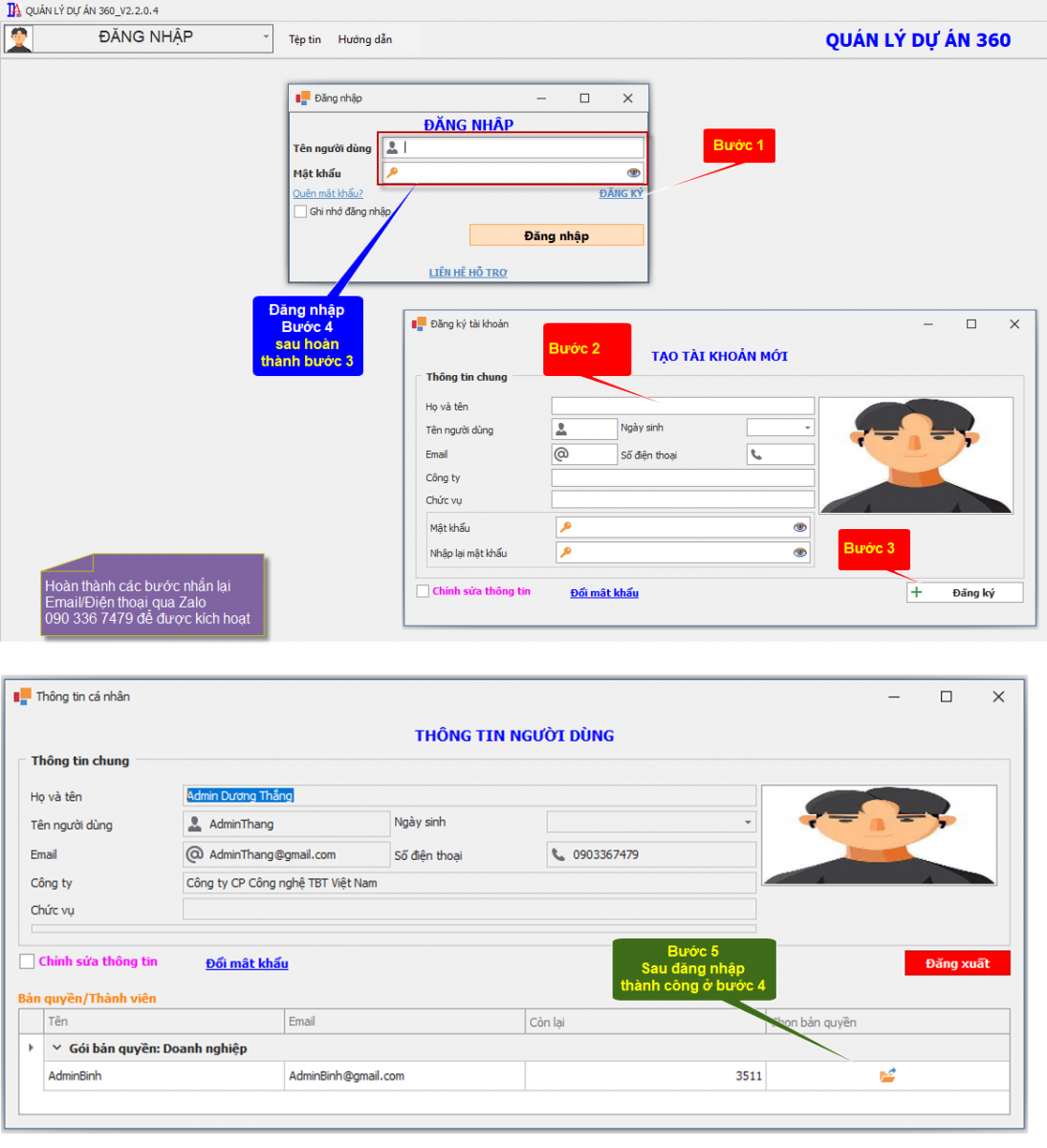 Đăng ký phần mềm quản lý dự án 360