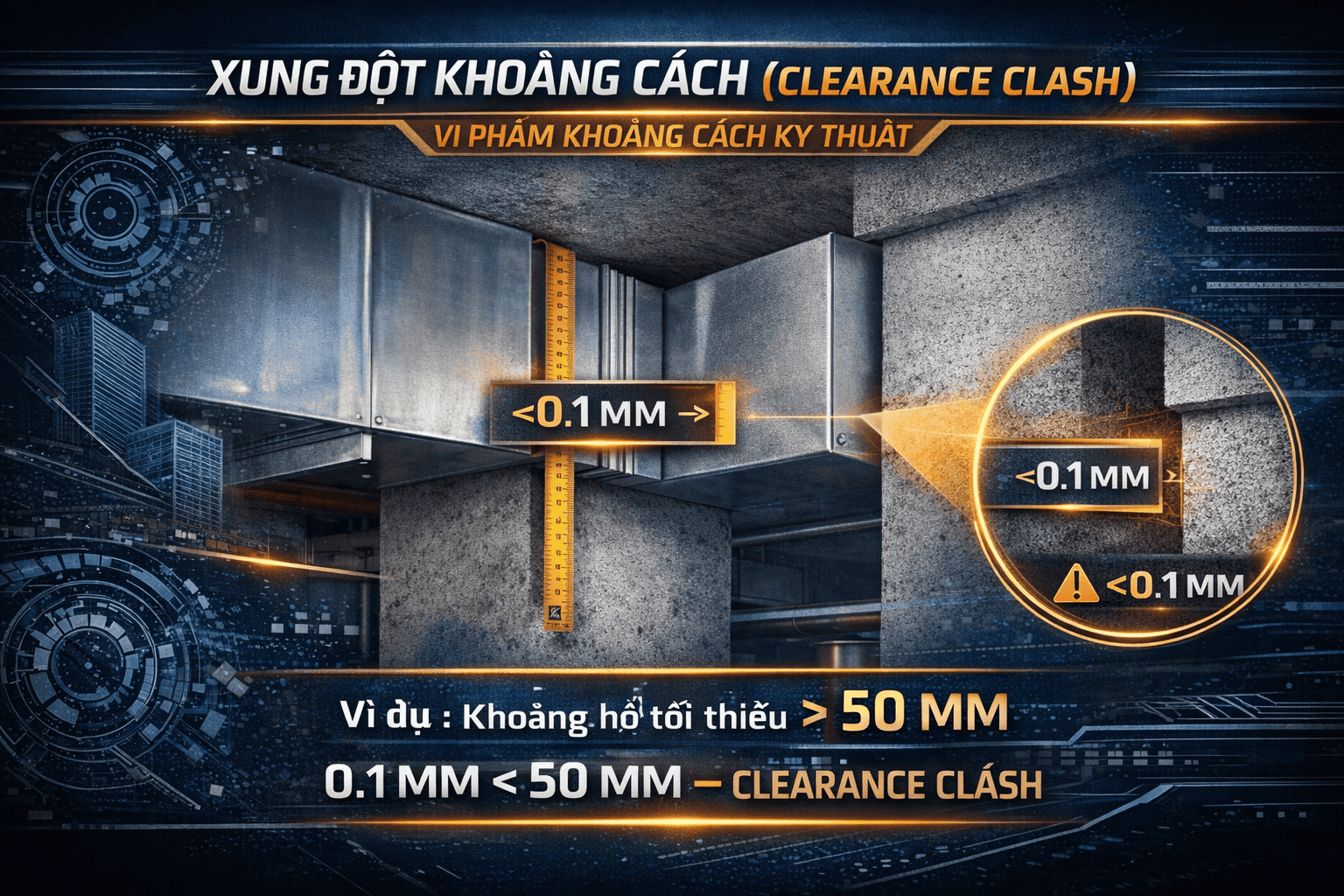 Xung đột khoảng cách Clearance Clash – Vi phạm không gian kỹ thuật, bảo trì