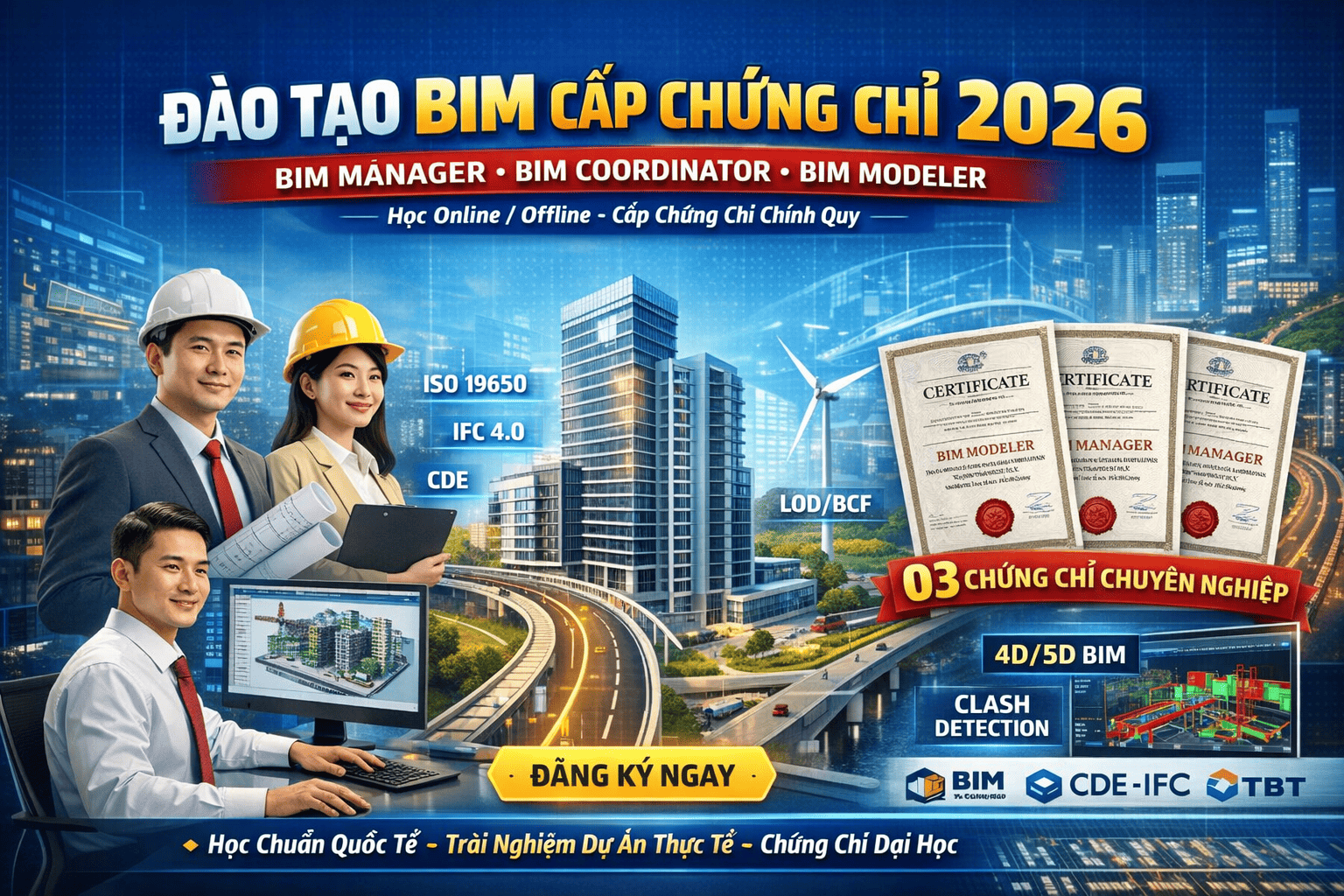 Đề cương đào tạo BIM của Đại học xây dựng và đại học thuỷ lợi - BIM quản lý, điều phối, dựng hình