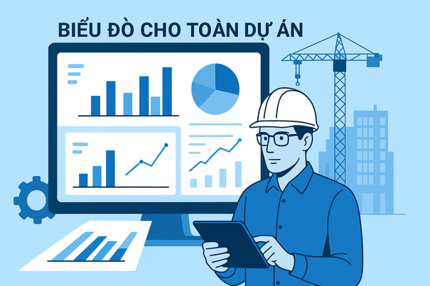Biểu đồ cho toàn dự án trên phần mềm quản lý thi công 360