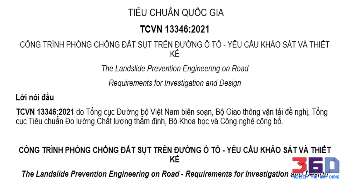 TCVN 13346:2021 công trình phòng chống đất sụt trên đường ô tô
