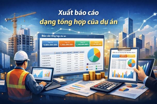 Hướng dẫn Xuất báo cáo dạng tổng hợp của dự án Trên phần mềm Quản lý thi công 360